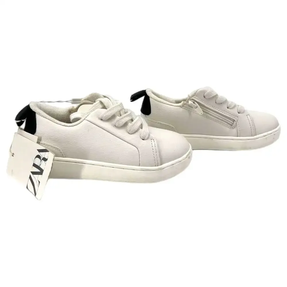 Zara White Synthetic Girls' Sneakers | Size 9.5T